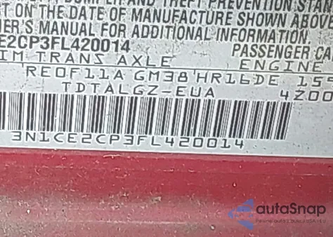 2015 Nissan Versa Note Sr from USA, damaged, VIN 3N1CE2CP3FL420014